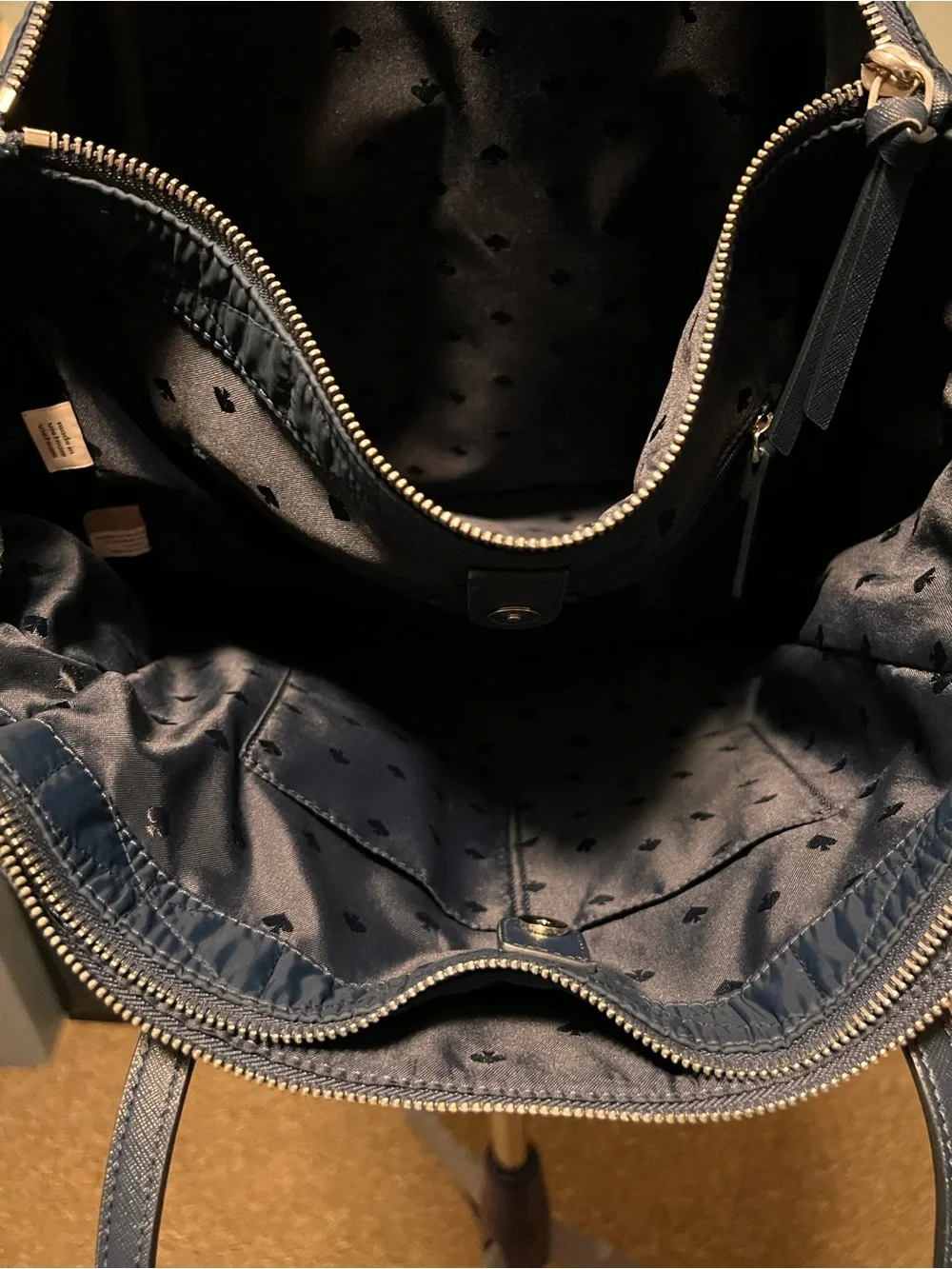 kate spade Quilted Navy Blue Polyester Tote